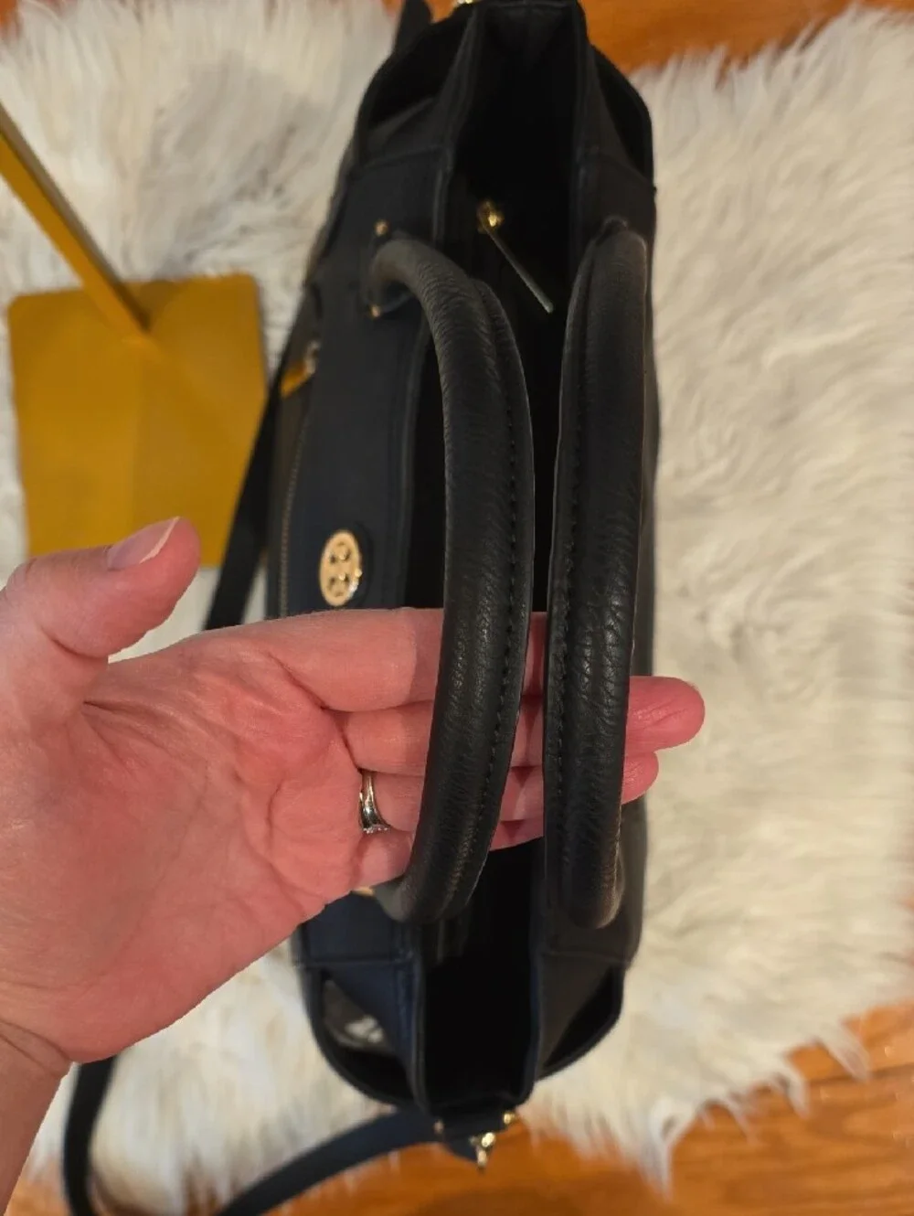 Tory Burch Black Pebble Leather Tote